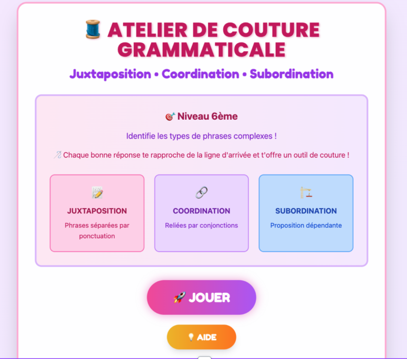 La juxtaposition, coordination, subordination (6ème)