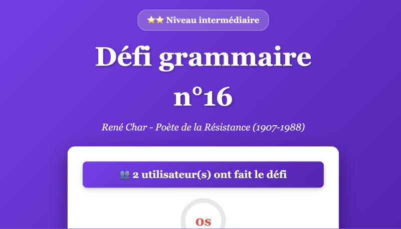 Défi grammaire n°16