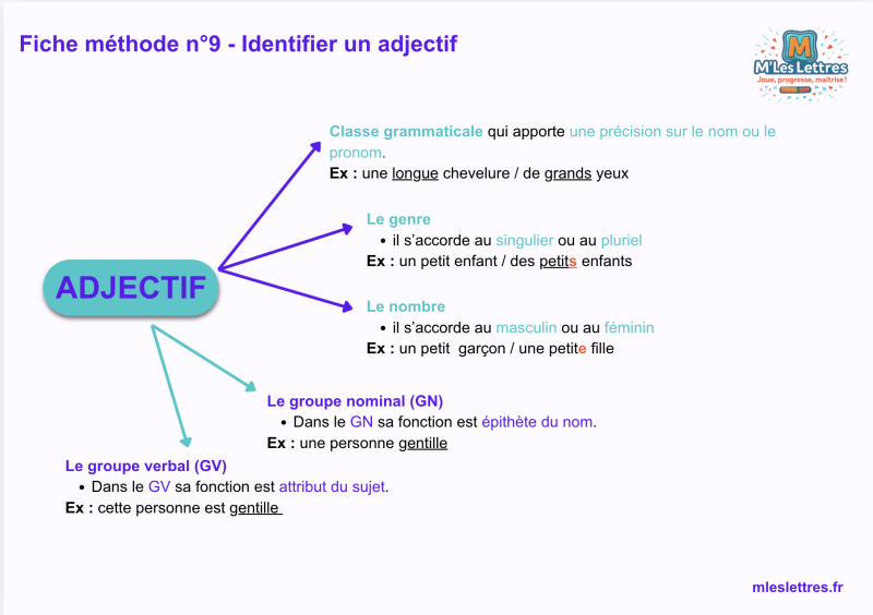 Fiche méthode n°9 - Identifier un adjectif
