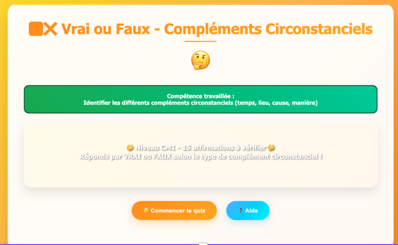 Les compléments circonstanciels (CM1)