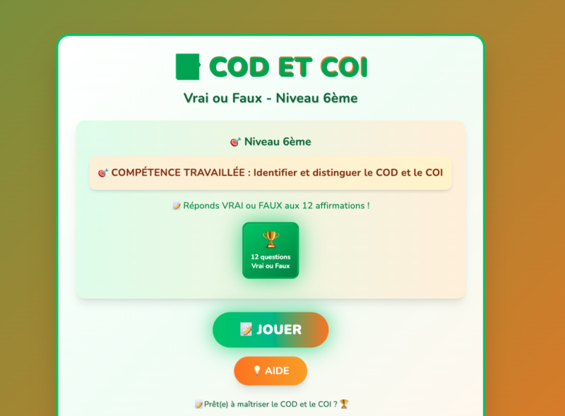 Le COD et le COI (6ème)