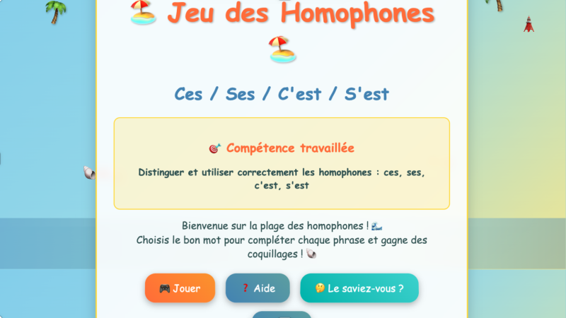 Les homophones ces / c'est, ses/s'est (Lycée)