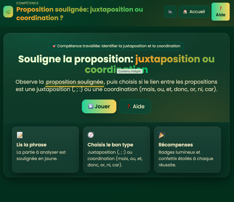 La phrase complexe : Juxtaposition et Coordination (5ème)